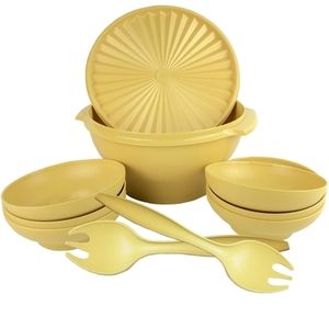 Tupperware vintage Salad Bowl Set Harvest Gold